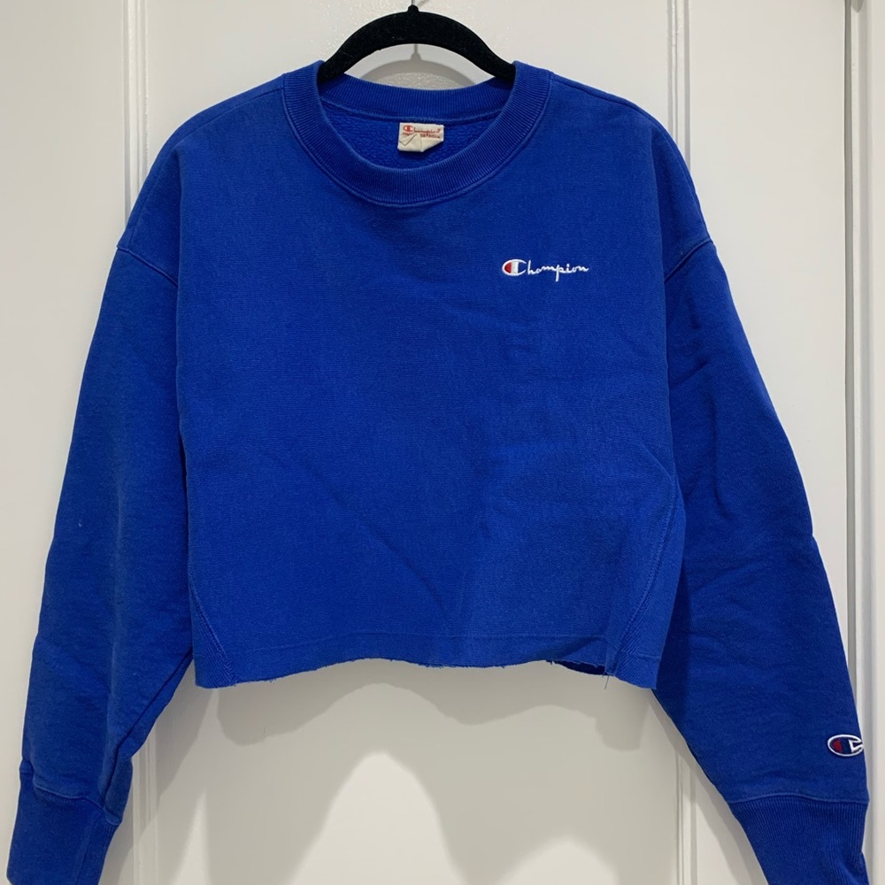 Electric Blue Cropped Champion Sweatshirt